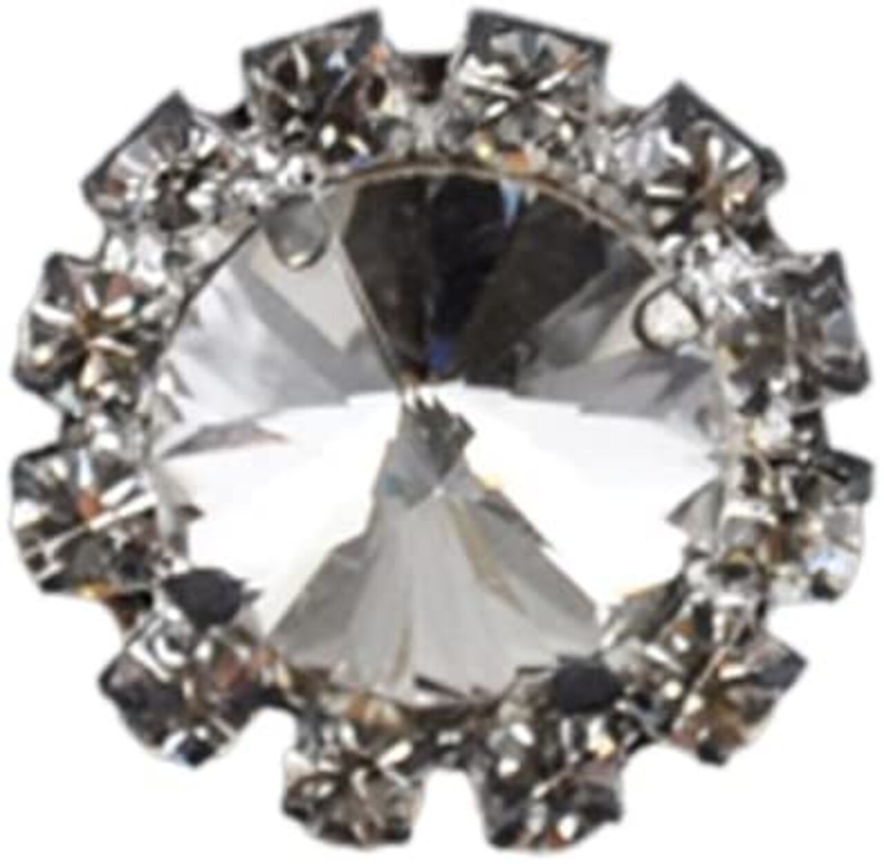 Belagio Rhinestone Shank Button, 0.75" Diameter, 1 Piece, Scalloped Tufting Button, Silver/Crystal